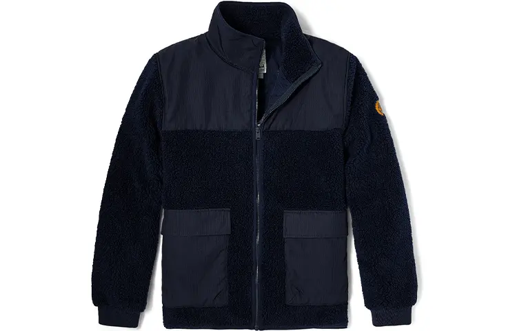 Timberland Velvet Jackets Men's Dark Blue Stand Collar Thickened
