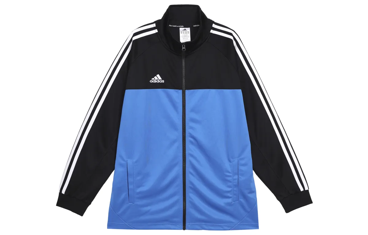 Adidas Jackets Unisex Black Blue Patchwork Stand Collar Moderate Other