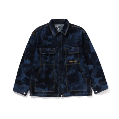 A BATHING APE Floral Camo Jacquard 13Oz Denim Work Jacket