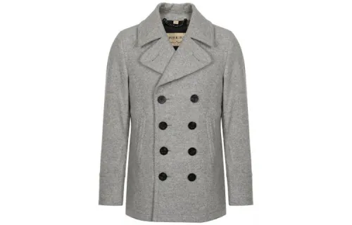 Burberry Coats Men's Gray Suit Collar Moderate Straight Fit
