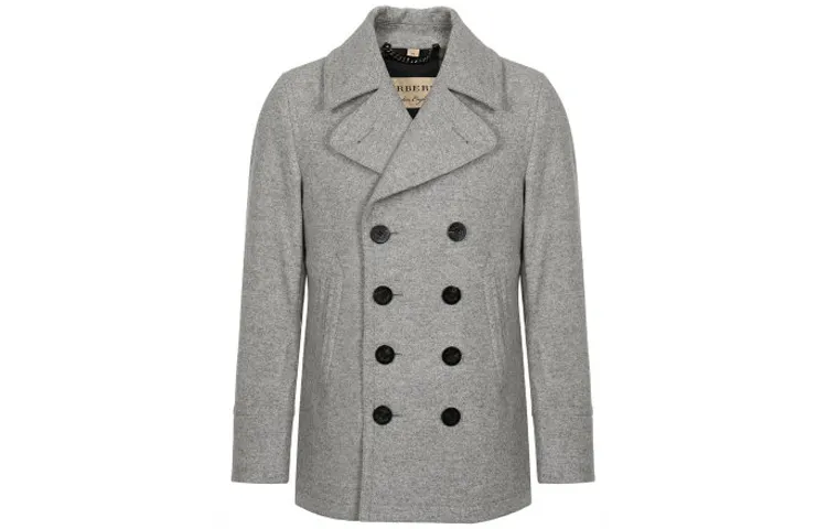 Burberry Coats Men's Gray Suit Collar Moderate Straight Fit