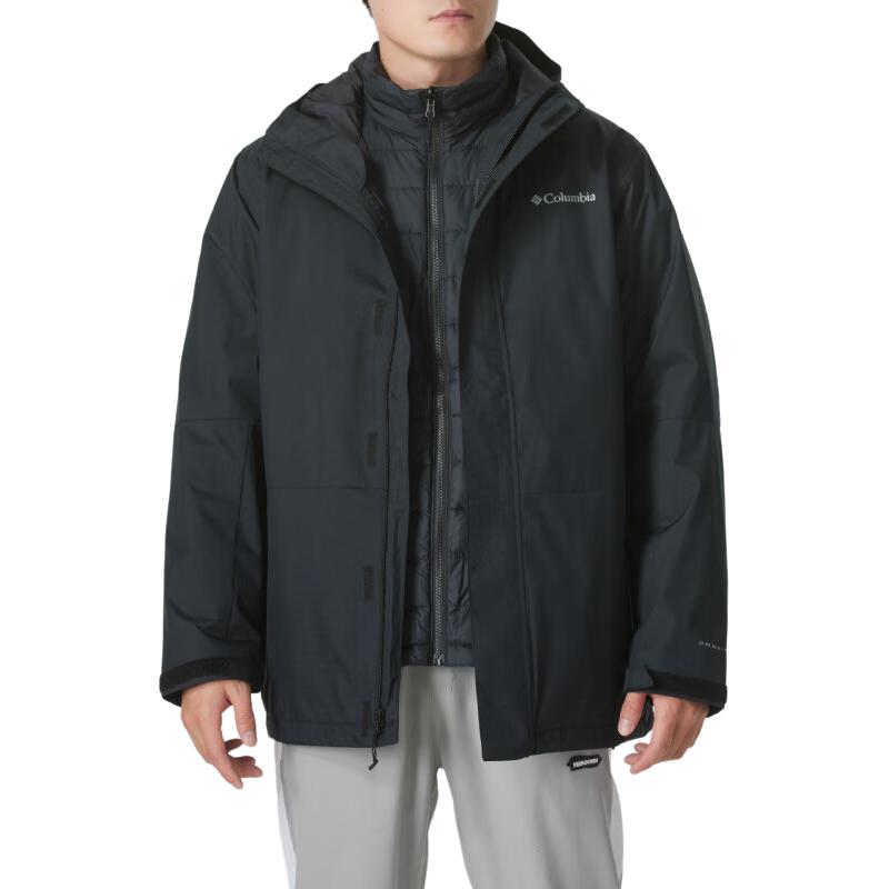 Columbia Columbia, sports waterproof liner with zipper with hood, windproof keep warm black jacket, three-in-one