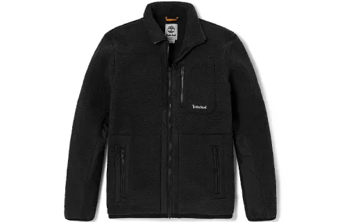 Timberland Velvet Jackets Men's Black Stand Collar Moderate