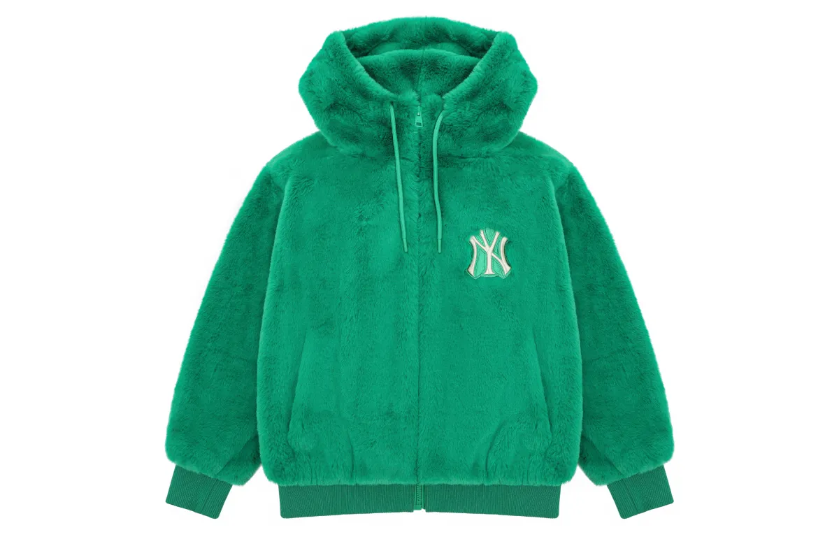 MLB New York Yankees Logo Print Windproof Sherpa Jacket