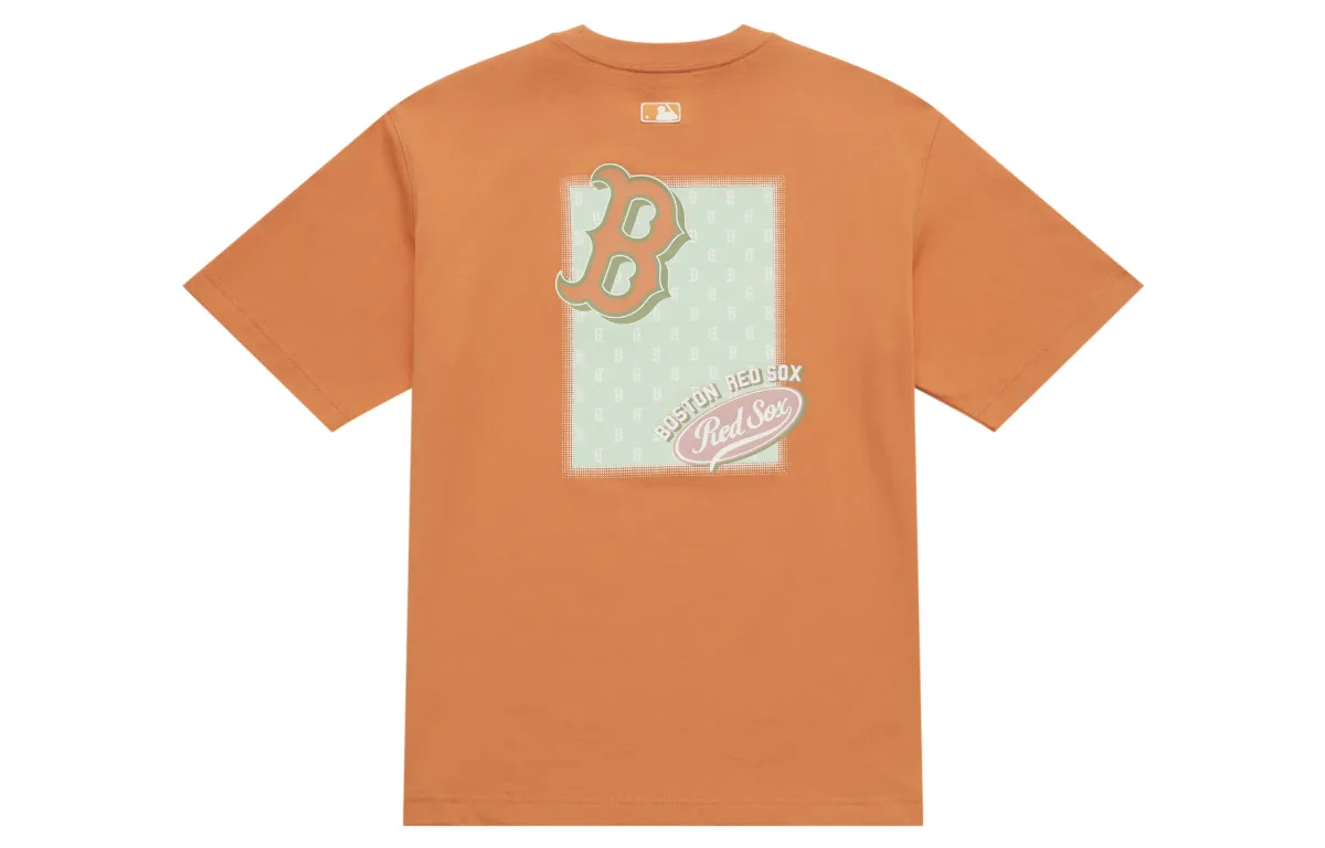 MLB MONOGRAM Collection Basic Boston Red Sox T Shirt Unisex Light Orange