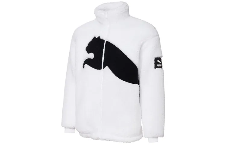 PUMA Velvet Jackets Men's White Stand Collar Thickened