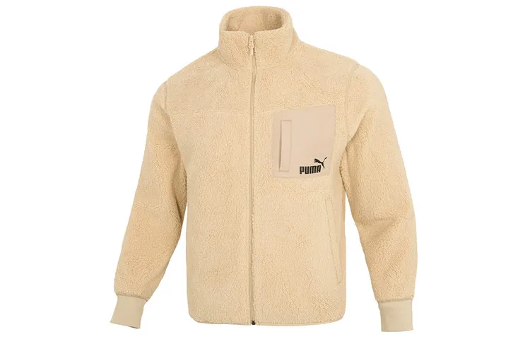 PUMA Velvet Jackets Unisex Khaki Stand Collar Thickened