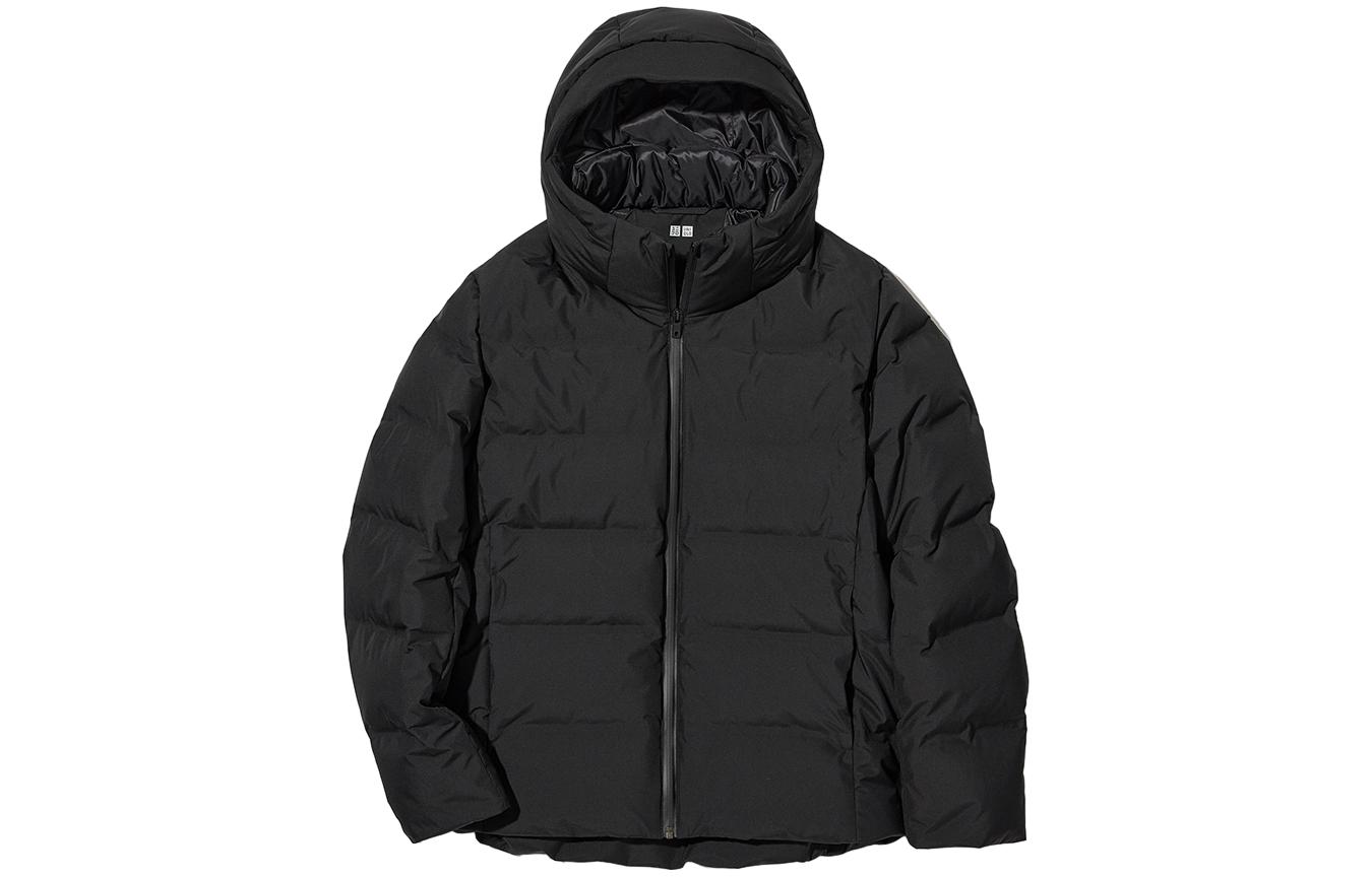 UNIQLO Down Jackets Men's Black Hooded Thickened Seamless Down Jacket