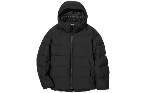 UNIQLO Down Jackets Men's Black Hooded Thickened Seamless Down Jacket