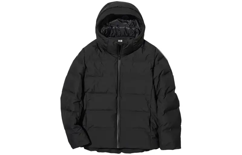 UNIQLO Down Jackets Men's Black Hooded Thickened Seamless Down Jacket