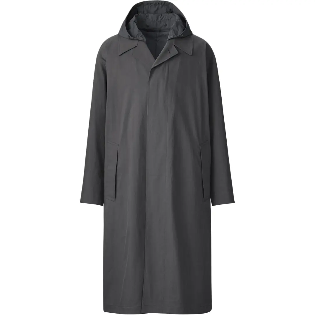 UNIQLO U Collection Leather Jackets Men's Dark Gray Hooded Moderate