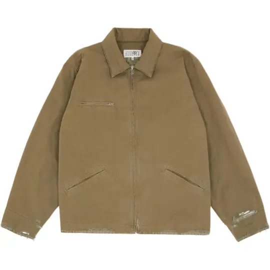 MM6 Maison Margiela Distressed Zipped Denim Jacket