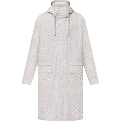 LOUIS VUITTON Coats Men's Gray Hooded Moderate Straight Fit