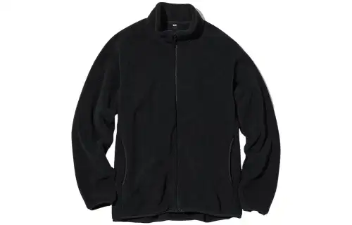 UNIQLO Solid Color Stand Collar Zipper Long Sleeved Jacket With Thickened And Fleece Lining Velvet feel Coat Unisex