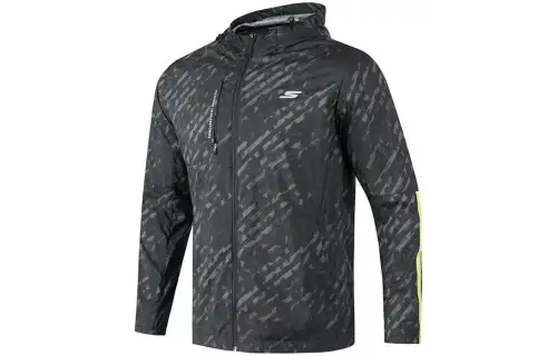 Skechers Jackets Men's Black Gray Color Hooded Moderate Other