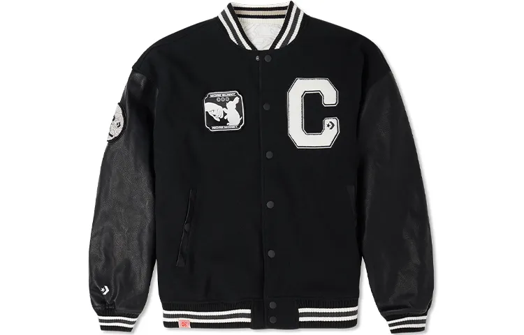 Converse Year Of The Rabbit Limited Edition Baseball Jackets Men's Black Baseball Collar Moderate Straight Fit