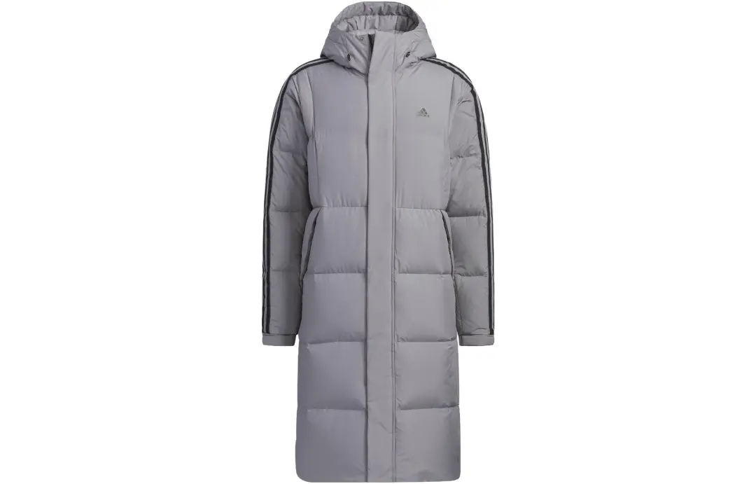Adidas 3 Stripes Down Jackets Men's Gray Hooded Moderate Other