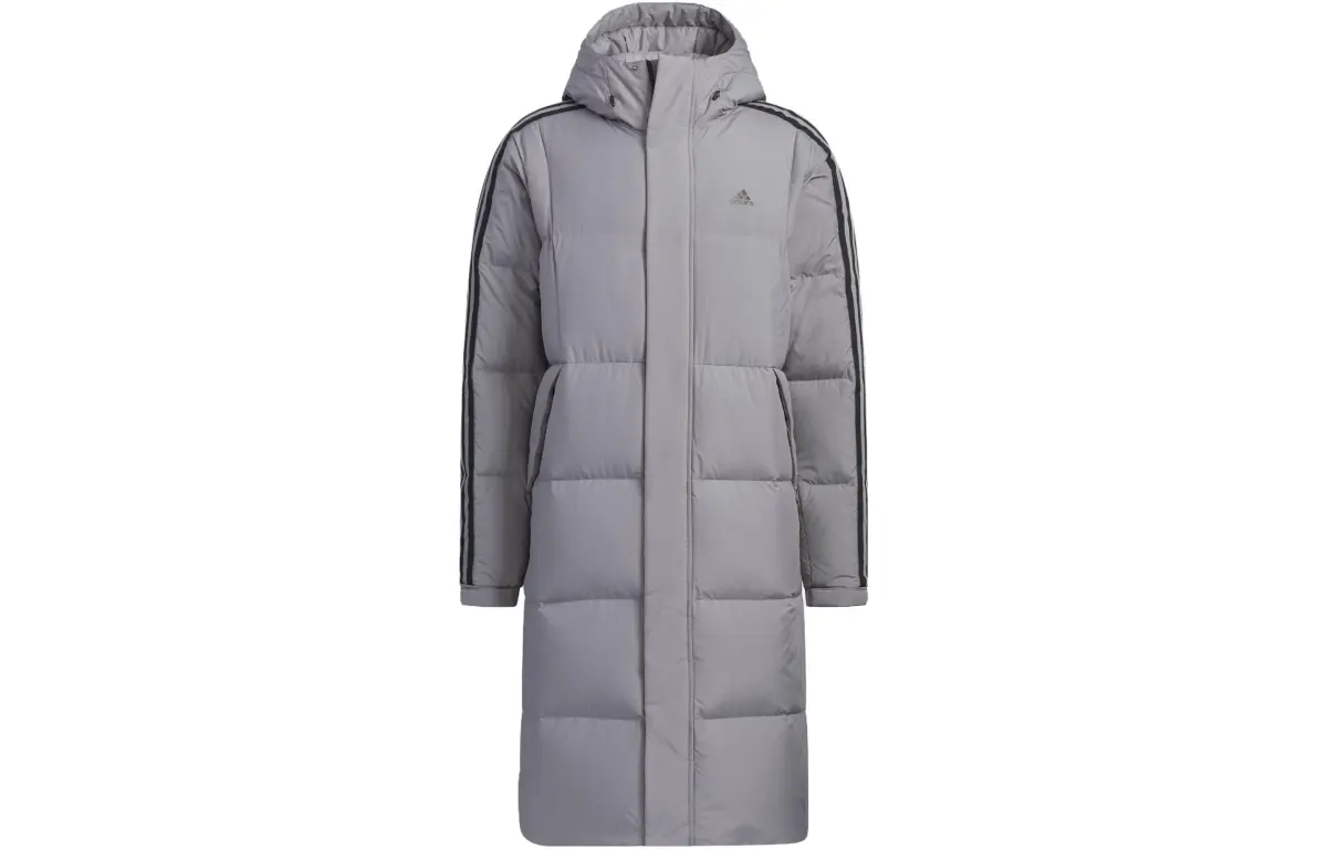 Adidas 3-Stripes Down Jackets Men's Gray Hooded Moderate Other