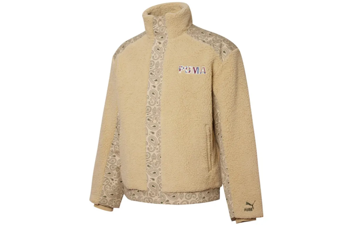 PUMA Velvet Jackets Men's Khaki Stand Collar Moderate