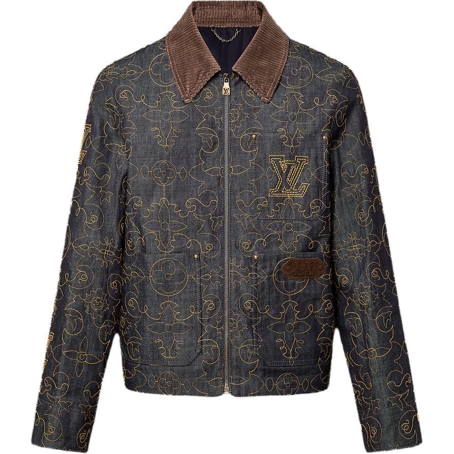 Lv Embroidered Denim Workwear Jacket
