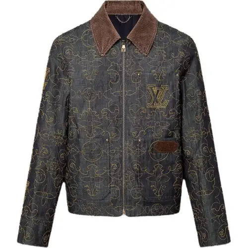 Lv Embroidered Denim Workwear Jacket
