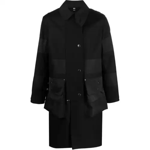 Burberry Coats Men's Black Lapel Moderate Straight Fit