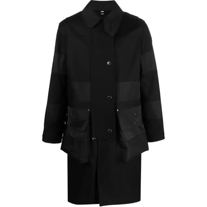 Burberry Coats Men's Black Lapel Moderate Straight Fit