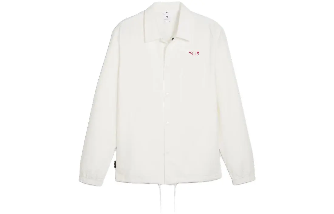 PUMA Jackets Men's White Lapel Moderate Straight Fit