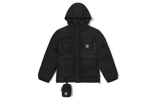 Vans Down Jackets Unisex Black Hooded Moderate