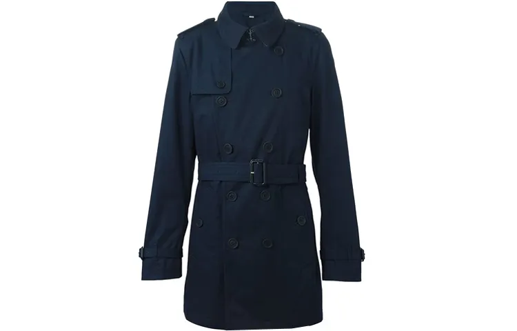 Burberry Coats Men's Blue Lapel Moderate Straight Fit