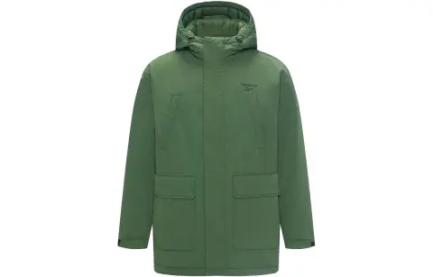 Reebok Down Jackets Unisex Dark Army Green Hooded Moderate Straight Fit