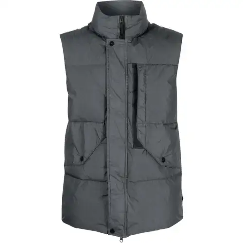 STONE ISLAND Vests Unisex Gray Stand Collar Moderate Other