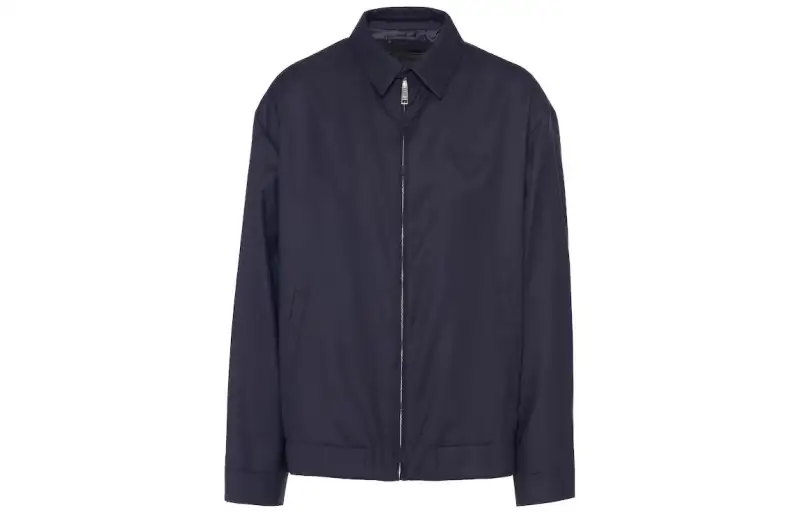 PRADA Jackets Men's Blue Pointed Collar Moderate Other