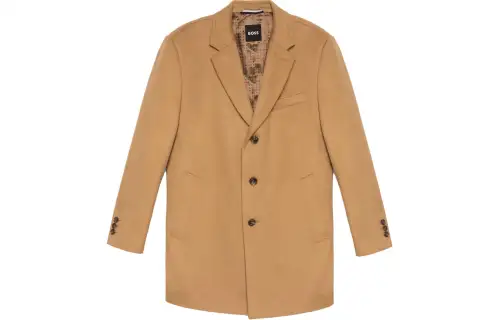 HUGO BOSS Woolen cashmere khaki long-sleeve, slim fit