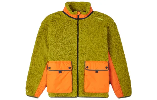 Converse Velvet Jackets Men's Moss Green Stand Collar Moderate