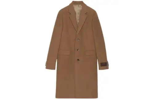 GUCCI Coats Men's Brown Lapel Moderate Straight Fit