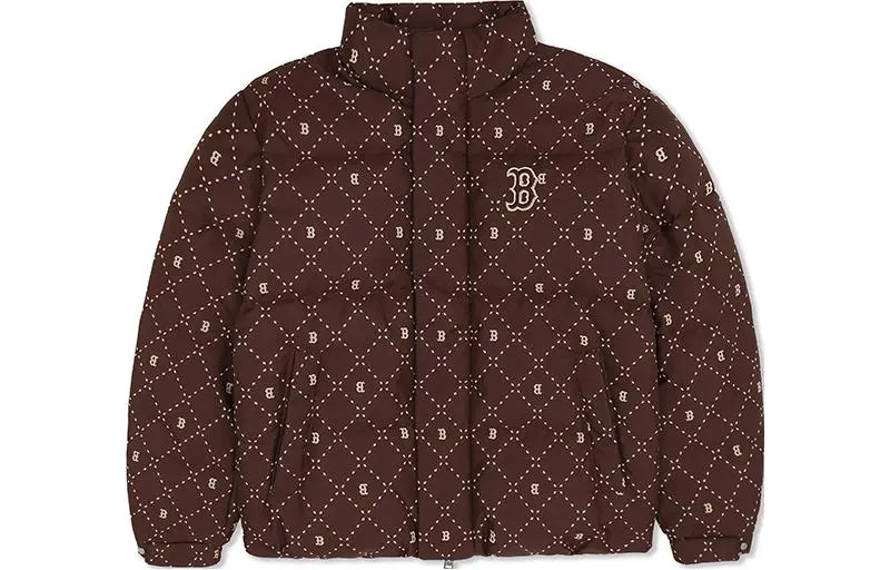 MLB Down Jackets Unisex Dark Brown Stand Collar Thickened