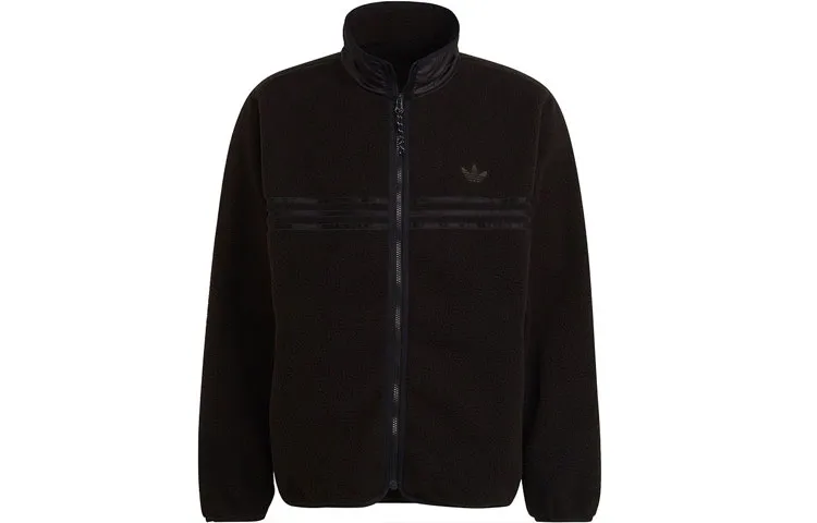 Adidas Originals Velvet Jackets Men's Black Stand Collar Moderate