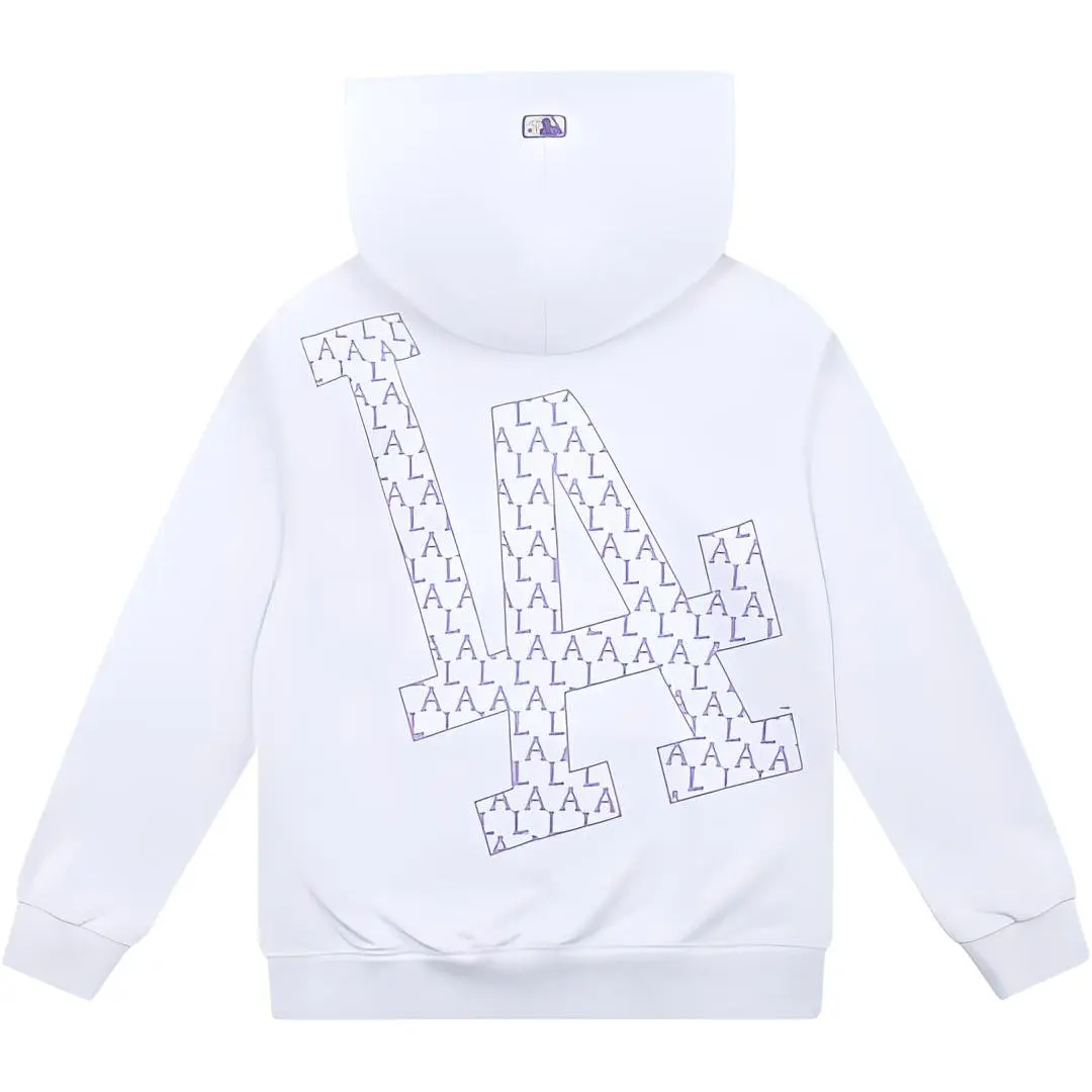 MLB Monogram Sweatshirts Unisex White Hooded Moderate Regular