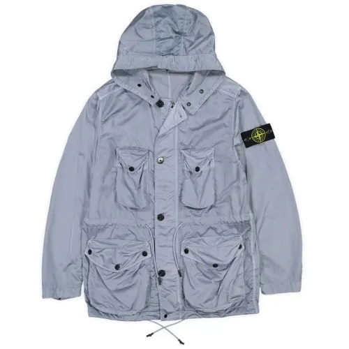 STONE ISLAND Coats Men's Dark Blue Hooded Moderate