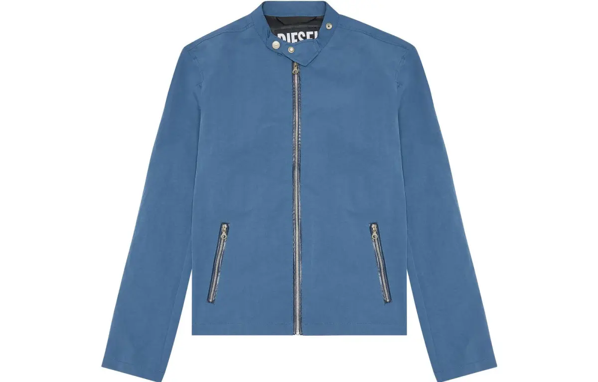 DIESEL Jackets Men's Blue Stand Collar Moderate Straight Fit
