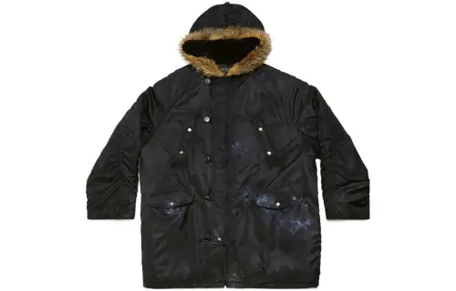 Balenciaga Faux Fur trim Hooded Parka