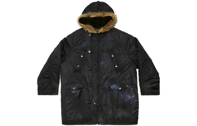 Balenciaga Faux Fur trim Hooded Parka