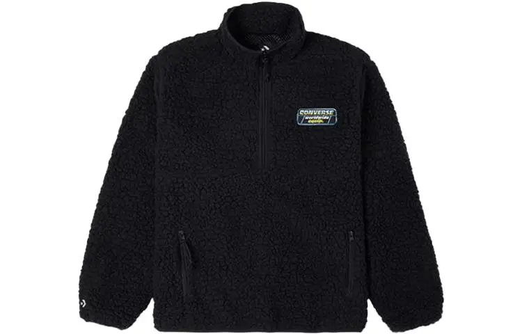 Converse Velvet Jackets Men's Black Stand Collar Moderate