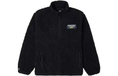 Converse Velvet Jackets Men's Black Stand Collar Moderate