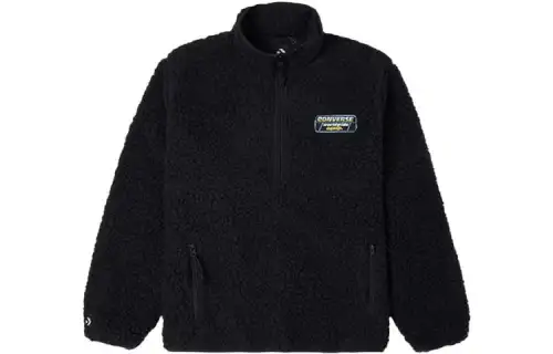 Converse Velvet Jackets Men's Black Stand Collar Moderate