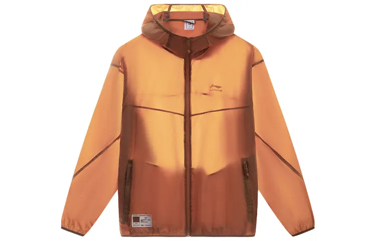 Li Ning Sports Trendy Collection Sun Protection Clothing Men's Amber Brown Hooded Moderate Straight Fit