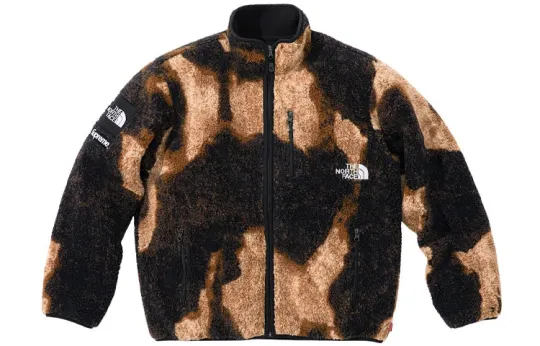Supreme The North Face Bleached Denim Print Fleece Jacket