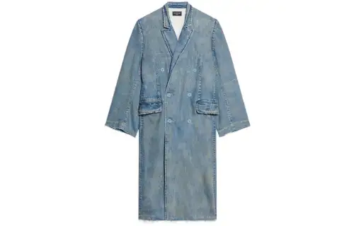 Balenciaga Coats Men's Blue Collarless Moderate