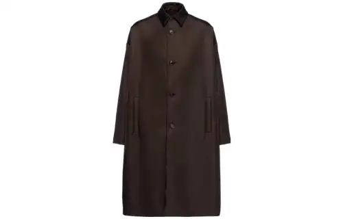 PRADA Coats Men's Brown Lapel Moderate Straight Fit